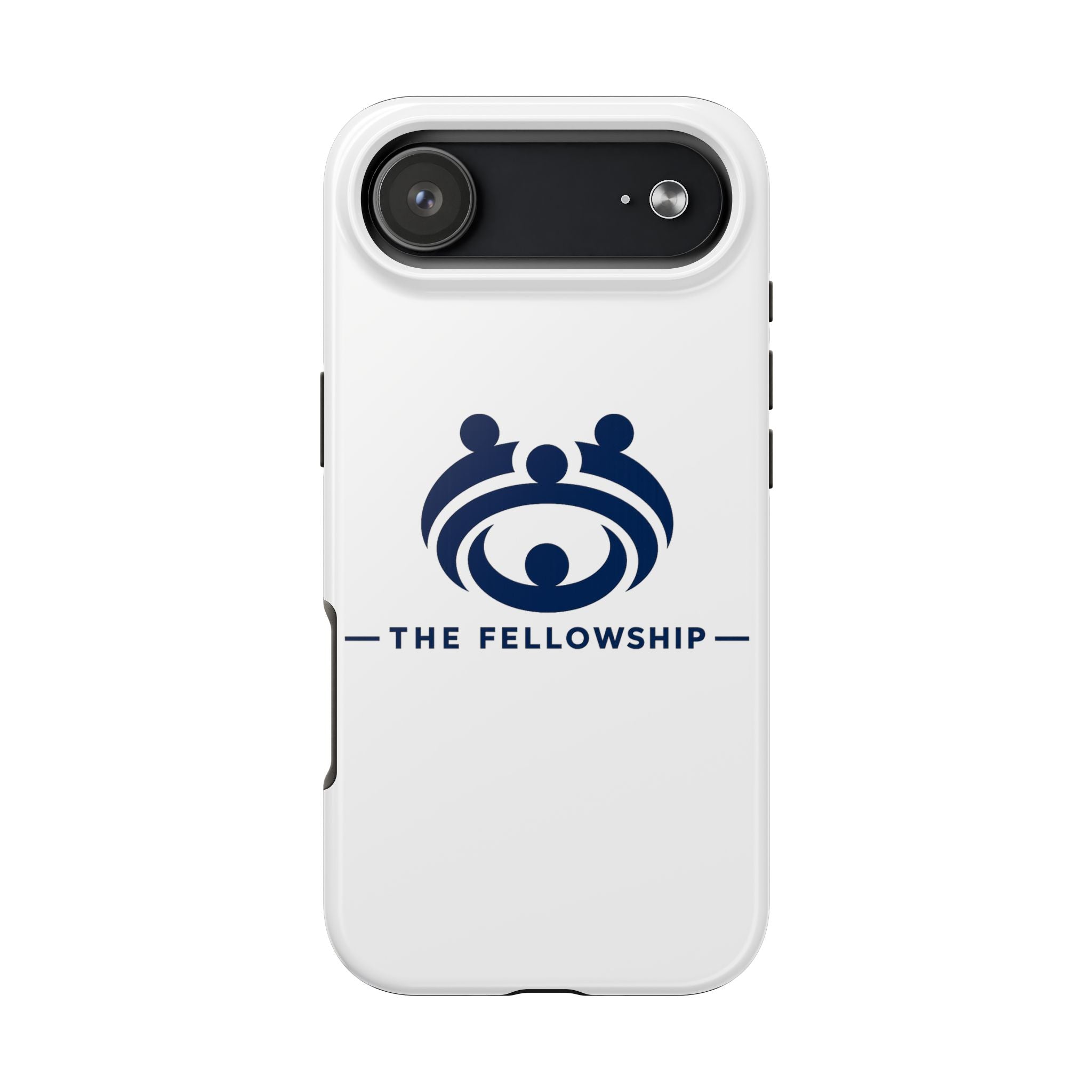 The Fellowship Logo Tough Phone Case — Protective White Phone Cover with Navy Emblem